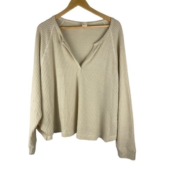 Abound Nordstrom V Neck Thermal Top Tan Boulder 2X New - Picture 2 of 9